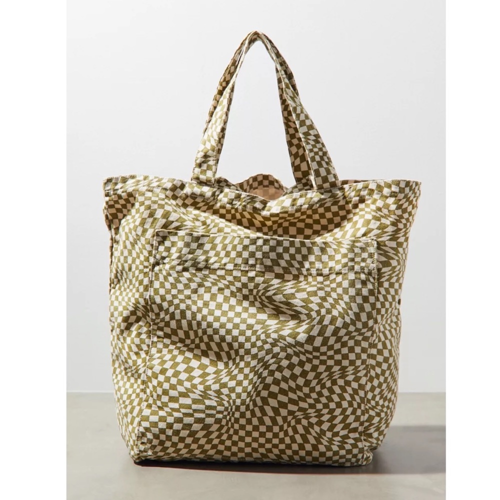 Baggu Duck Giant Pocket Bag Canvas Tote ( Moss Trippy Checker )